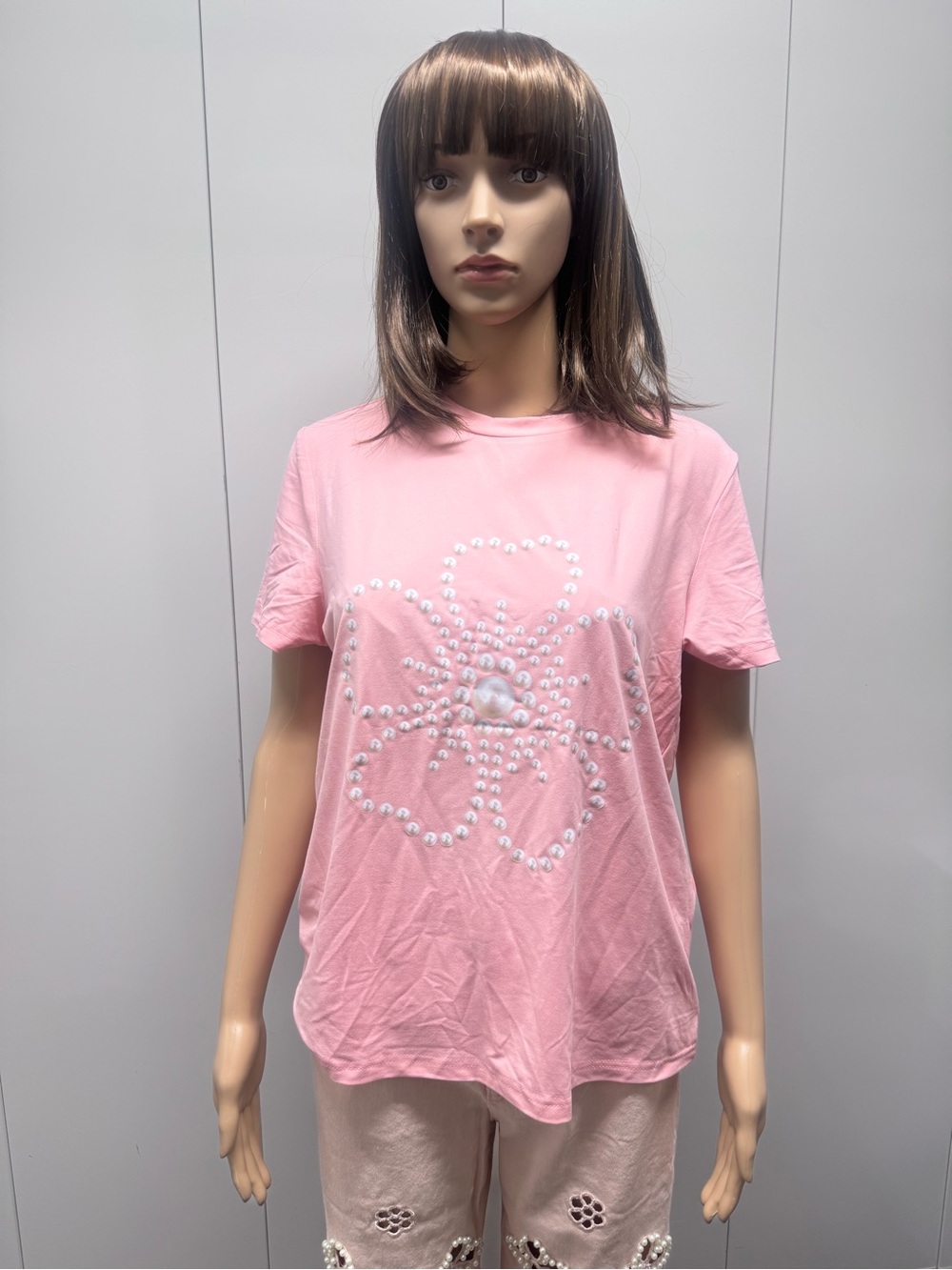 🍀CAMELLIA CLOVER PEARL SOFT TEE PINK